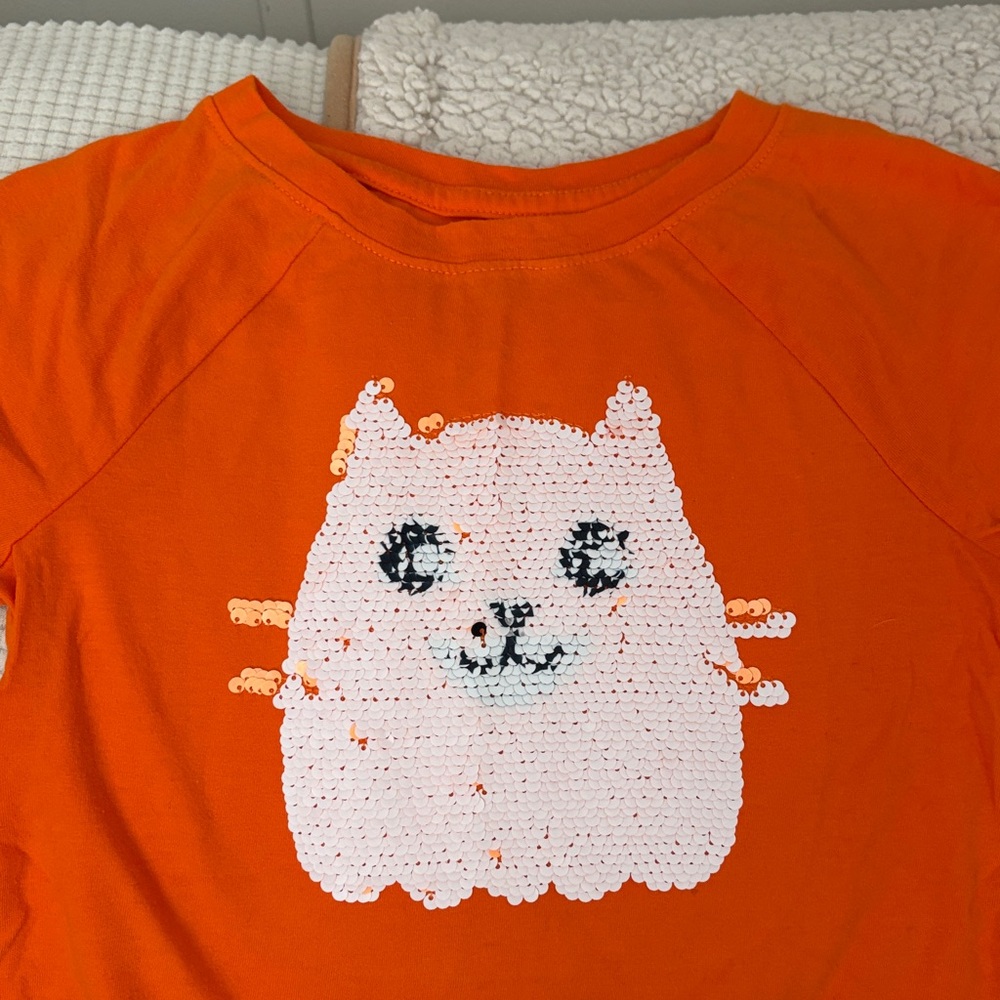 Cat & Jack Orange Tee with Cat Design - Picture 2 of 5